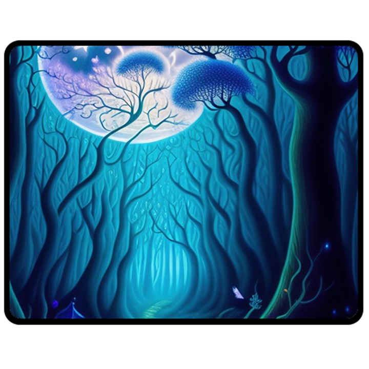 Forrest Jungle Blue Artwork Fleece Blanket (Medium)