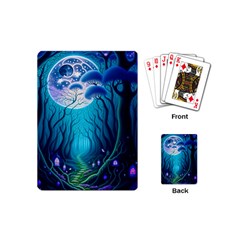 Forrest Jungle Blue Artwork Playing Cards Single Design (mini) by Jancukart