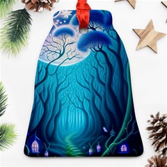 Forrest Jungle Blue Artwork Bell Ornament (two Sides)