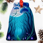 Forrest Jungle Blue Artwork Bell Ornament (Two Sides) Front