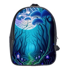 Forrest Jungle Blue Artwork School Bag (xl) by Jancukart