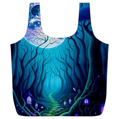 Forrest Jungle Blue Artwork Full Print Recycle Bag (xl)