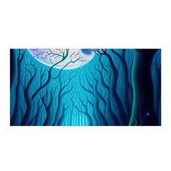 Forrest Jungle Blue Artwork Satin Wrap 35  X 70  by Jancukart