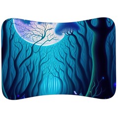 Forrest Jungle Blue Artwork Velour Seat Head Rest Cushion by Jancukart