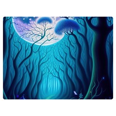 Forrest Jungle Blue Artwork Two Sides Premium Plush Fleece Blanket (extra Small)