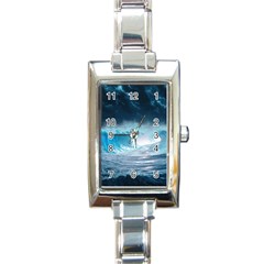 Thunderstorm Storm Tsunami Waves Ocean Sea Rectangle Italian Charm Watch