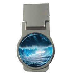 Thunderstorm Storm Tsunami Waves Ocean Sea Money Clips (round)  by Jancukart