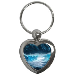 Thunderstorm Storm Tsunami Waves Ocean Sea Key Chain (heart) by Jancukart