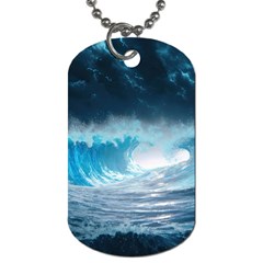 Thunderstorm Storm Tsunami Waves Ocean Sea Dog Tag (one Side) by Jancukart