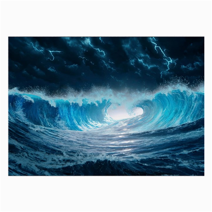 Thunderstorm Storm Tsunami Waves Ocean Sea Large Glasses Cloth