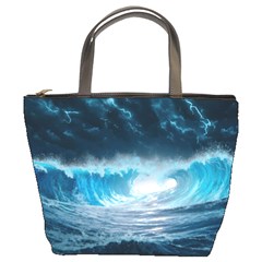 Thunderstorm Storm Tsunami Waves Ocean Sea Bucket Bag