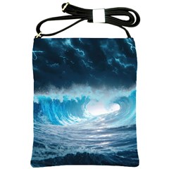 Thunderstorm Storm Tsunami Waves Ocean Sea Shoulder Sling Bag by Jancukart