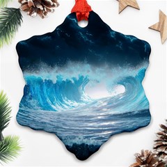 Thunderstorm Storm Tsunami Waves Ocean Sea Snowflake Ornament (two Sides) by Jancukart