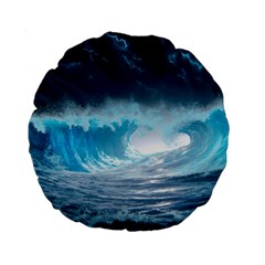 Thunderstorm Storm Tsunami Waves Ocean Sea Standard 15  Premium Round Cushions by Jancukart