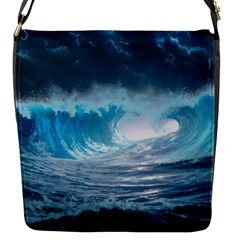 Thunderstorm Storm Tsunami Waves Ocean Sea Flap Closure Messenger Bag (s) by Jancukart