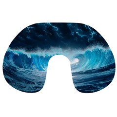 Thunderstorm Storm Tsunami Waves Ocean Sea Travel Neck Pillow by Jancukart