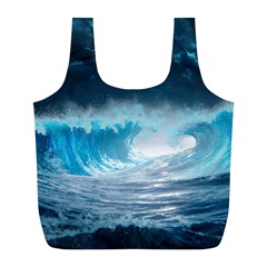 Thunderstorm Storm Tsunami Waves Ocean Sea Full Print Recycle Bag (l)