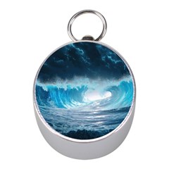 Thunderstorm Storm Tsunami Waves Ocean Sea Mini Silver Compasses by Jancukart