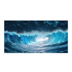 Thunderstorm Storm Tsunami Waves Ocean Sea Satin Wrap 35  X 70 