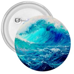 Tsunami Waves Ocean Sea Nautical Nature Water Nature 3  Buttons by Jancukart