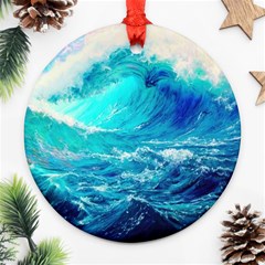 Tsunami Waves Ocean Sea Nautical Nature Water Nature Ornament (round)