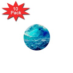 Tsunami Waves Ocean Sea Nautical Nature Water Nature 1  Mini Buttons (10 Pack) 