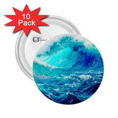 Tsunami Waves Ocean Sea Nautical Nature Water Nature 2 25  Buttons (10 Pack) 