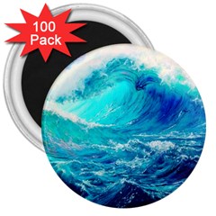 Tsunami Waves Ocean Sea Nautical Nature Water Nature 3  Magnets (100 Pack) by Jancukart