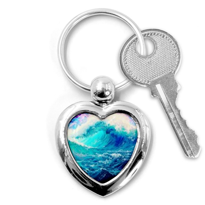 Tsunami Waves Ocean Sea Nautical Nature Water Nature Key Chain (Heart)