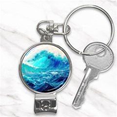 Tsunami Waves Ocean Sea Nautical Nature Water Nature Nail Clippers Key Chain by Jancukart