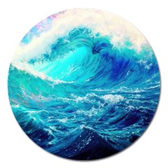 Tsunami Waves Ocean Sea Nautical Nature Water Nature Magnet 5  (round)