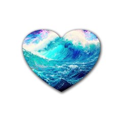 Tsunami Waves Ocean Sea Nautical Nature Water Nature Rubber Coaster (heart)