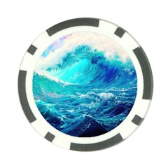 Tsunami Waves Ocean Sea Nautical Nature Water Nature Poker Chip Card Guard by Jancukart