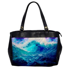 Tsunami Waves Ocean Sea Nautical Nature Water Nature Oversize Office Handbag by Jancukart