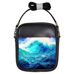 Tsunami Waves Ocean Sea Nautical Nature Water Nature Girls Sling Bag by Jancukart