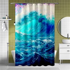 Tsunami Waves Ocean Sea Nautical Nature Water Nature Shower Curtain 48  X 72  (small) 