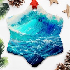 Tsunami Waves Ocean Sea Nautical Nature Water Nature Ornament (snowflake)