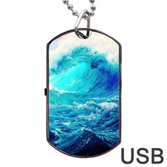 Tsunami Waves Ocean Sea Nautical Nature Water Nature Dog Tag Usb Flash (one Side)