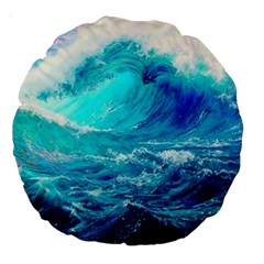 Tsunami Waves Ocean Sea Nautical Nature Water Nature Large 18  Premium Round Cushions