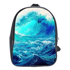 Tsunami Waves Ocean Sea Nautical Nature Water Nature School Bag (xl) by Jancukart