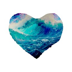 Tsunami Waves Ocean Sea Nautical Nature Water Nature Standard 16  Premium Heart Shape Cushions