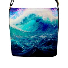 Tsunami Waves Ocean Sea Nautical Nature Water Nature Flap Closure Messenger Bag (l) by Jancukart