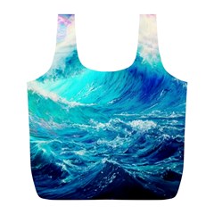 Tsunami Waves Ocean Sea Nautical Nature Water Nature Full Print Recycle Bag (l) by Jancukart