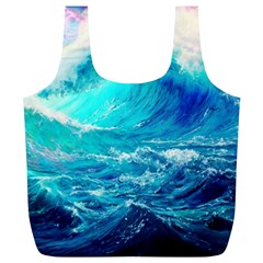 Tsunami Waves Ocean Sea Nautical Nature Water Nature Full Print Recycle Bag (xl) by Jancukart