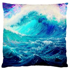 Tsunami Waves Ocean Sea Nautical Nature Water Nature Standard Premium Plush Fleece Cushion Case (one Side)