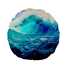 Tsunami Waves Ocean Sea Nautical Nature Water Nature Standard 15  Premium Flano Round Cushions