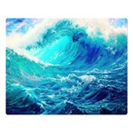 Tsunami Waves Ocean Sea Nautical Nature Water Nature Two Sides Premium Plush Fleece Blanket (Large) 80 x60  Blanket Front