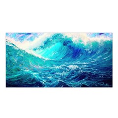 Tsunami Waves Ocean Sea Nautical Nature Water Nature Satin Shawl 45  X 80 