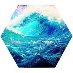 Tsunami Waves Ocean Sea Nautical Nature Water Nature Wooden Puzzle Hexagon by Jancukart