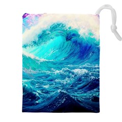 Tsunami Waves Ocean Sea Nautical Nature Water Nature Drawstring Pouch (5xl) by Jancukart